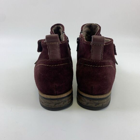 Earth Origins Avani Buckeye Bootie Burgundy Suede Ankle Boot Zip Strap Women 6.5 - Picture 5 of 15
